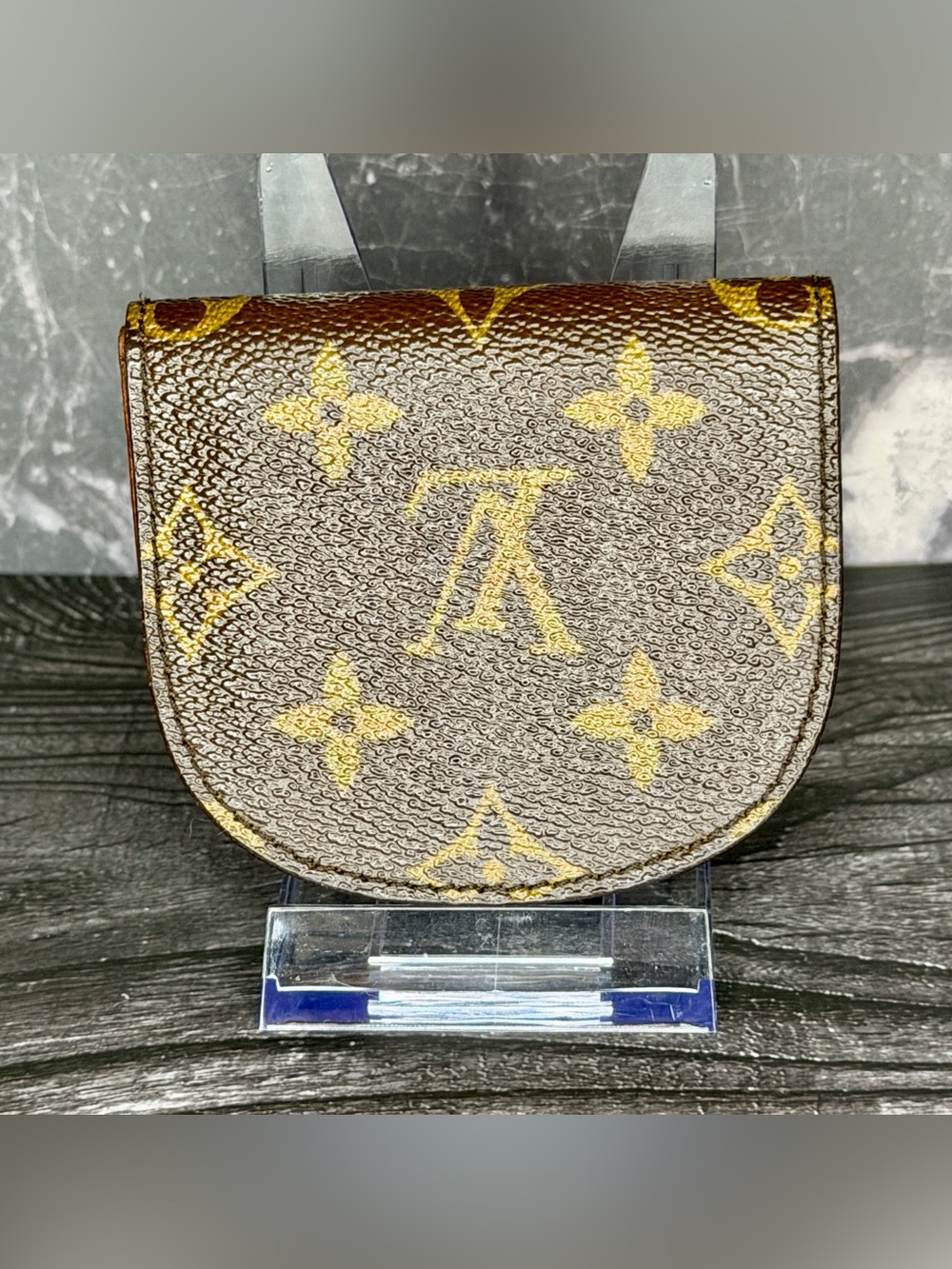 Louis Vuitton Monogram Coin Wallet Vintage Snap Pouch Brown LV Authentic - Picture 3 of 13